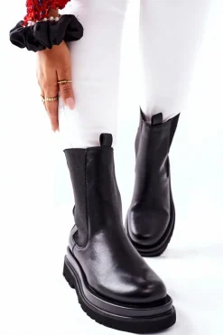 Damskie Damskie buty S.Barski Damskie Wysokie Botki Sztyblety Czarne Belive