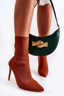 Damskie Boto Damskie Wysokie Botki Ze Skarpetą Na Szpilce Camel Luisell