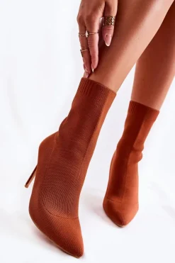 Damskie Boto Damskie Wysokie Botki Ze Skarpetą Na Szpilce Camel Luisell