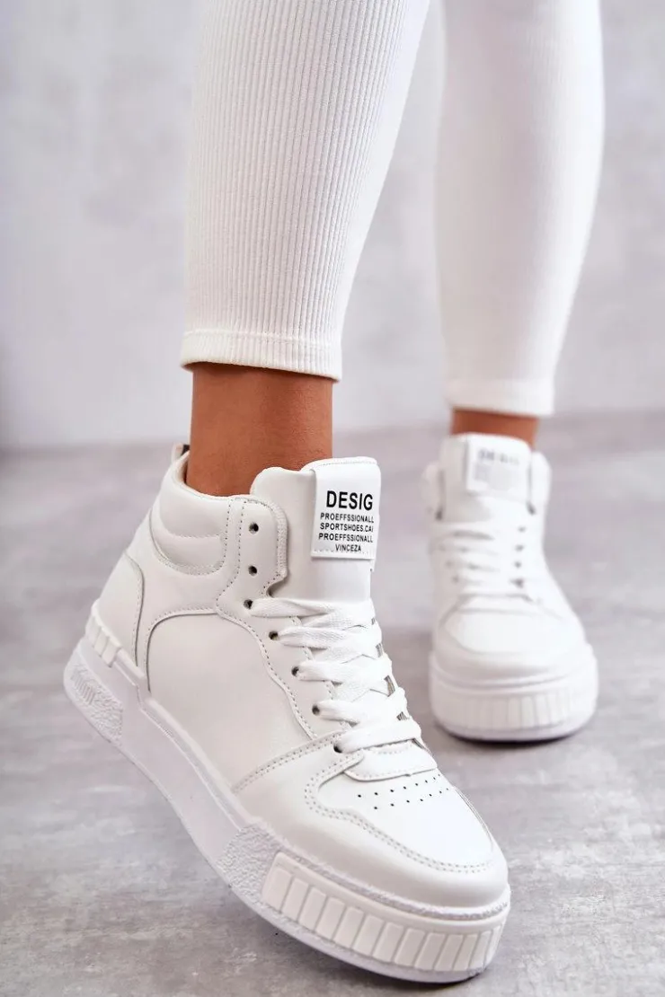 Outlet Buty damskie Vinceza Damskie Wysokie Buty Sportowe Białe Trisa