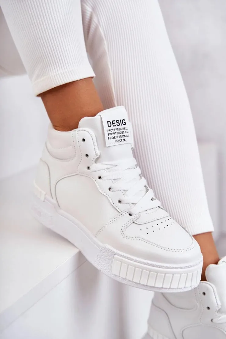 Outlet Buty damskie Vinceza Damskie Wysokie Buty Sportowe Białe Trisa