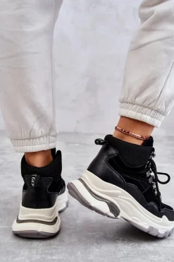 Damskie GOE Damskie Wysokie Buty Sportowe KK2N4098 Czarne