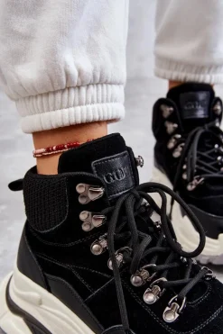 Damskie GOE Damskie Wysokie Buty Sportowe KK2N4098 Czarne