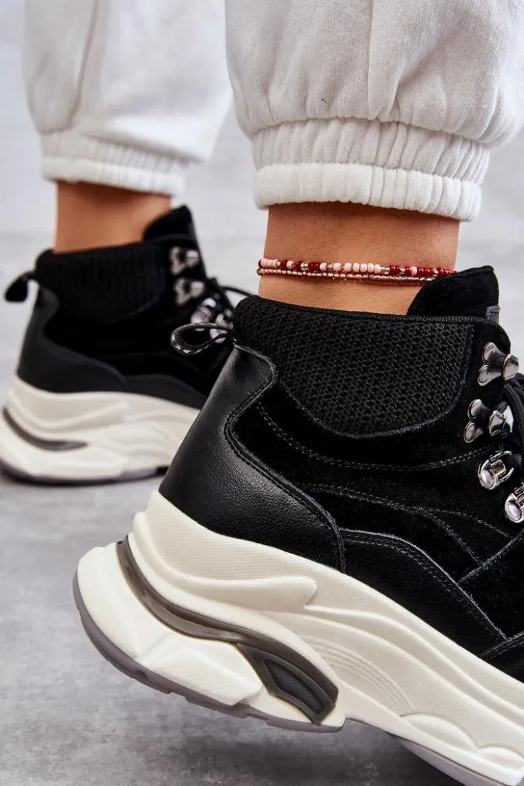 Damskie GOE Damskie Wysokie Buty Sportowe KK2N4098 Czarne