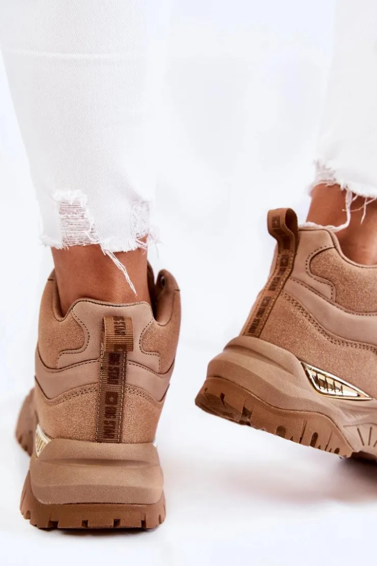 Big Star Shoes Sneakersy Damskie*Damskie Wysokie Buty Sportowe Memory Foam System Big Star KK274355 Beżowe