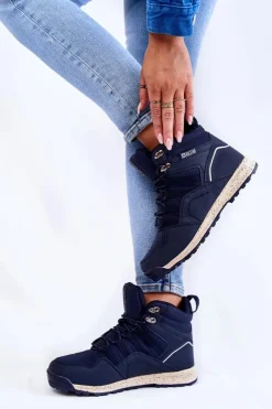 Damskie Big Star Shoes Damskie Wysokie Buty Trekkingowe Big Star KK274611 Granatowe