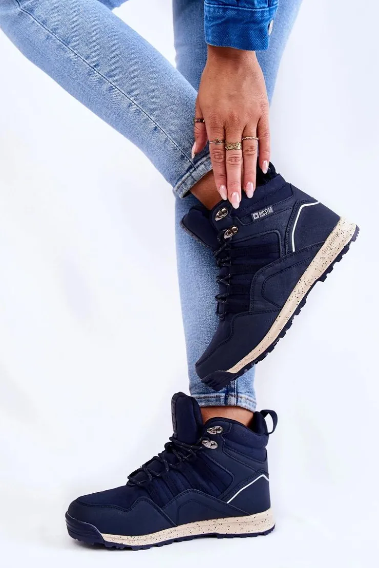 Damskie Big Star Shoes Damskie Wysokie Buty Trekkingowe Big Star KK274611 Granatowe