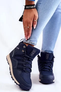 Damskie Big Star Shoes Damskie Wysokie Buty Trekkingowe Big Star KK274611 Granatowe