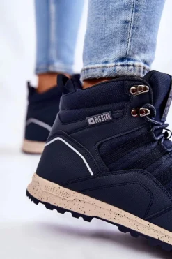 Damskie Big Star Shoes Damskie Wysokie Buty Trekkingowe Big Star KK274611 Granatowe