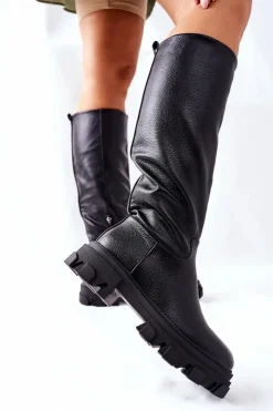 Damskie buty S.Barski Kozaki Płaskie|Kozaki Przed Kolano*Damskie Wysokie Kozaki Czarne Little Bit