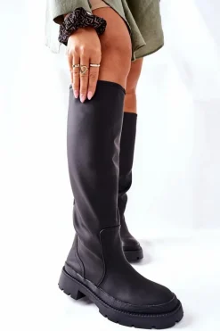 Discount Damskie buty S.Barski Damskie Wysokie Kozaki Czarne Whats Going On