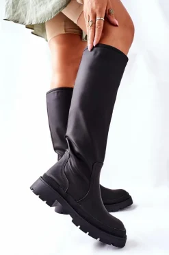 Discount Damskie buty S.Barski Damskie Wysokie Kozaki Czarne Whats Going On