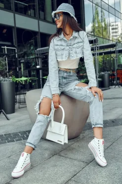 Damskie Big Star Shoes Damskie Wysokie Materiałowe Trampki Na Platformie Big Star LL274185 Białe