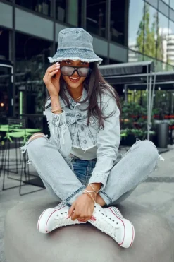 Damskie Big Star Shoes Damskie Wysokie Materiałowe Trampki Na Platformie Big Star LL274185 Białe