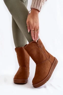 Damskie Big Star Shoes Damskie Wysokie Śniegowce Big Star KK274616 Brązowe