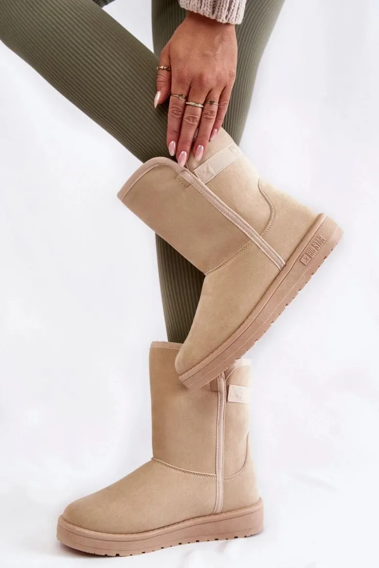 Discount Big Star Shoes Damskie Wysokie Śniegowce Big Star KK274617 Jasnobeżowe