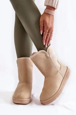 Discount Big Star Shoes Damskie Wysokie Śniegowce Big Star KK274617 Jasnobeżowe