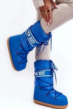 Outlet Boto Damskie Wysokie Śniegowce Niebieskie Venila