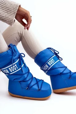 Outlet Boto Damskie Wysokie Śniegowce Niebieskie Venila