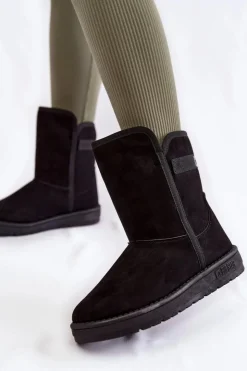 Best Big Star Shoes Damskie Wysokie Śniegowce Big Star KK274618 Czarne Czarny