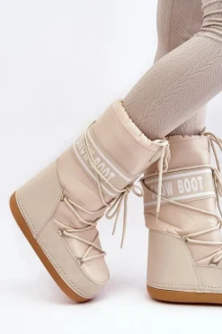 Discount Boto Damskie Wysokie Śniegowce Beżowe Venila Beżowy