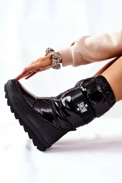 Outlet Damskie buty S.Barski Damskie Wysokie Śniegowce Ocieplane Czarne Eunousa