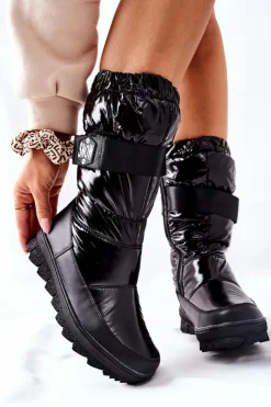 Outlet Damskie buty S.Barski Damskie Wysokie Śniegowce Ocieplane Czarne Eunousa