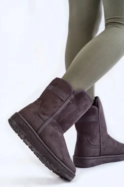 Big Star Shoes Śniegowce Damskie*Damskie Wysokie Śniegowce Big Star KK274619 Szare