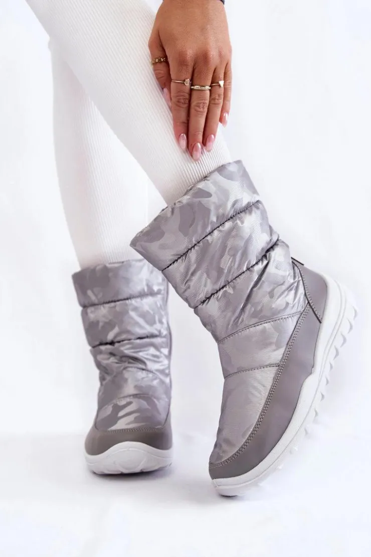 Big Star Shoes Śniegowce Damskie*Damskie Wysokie Śniegowce Big Star KK274600 Szare Szary