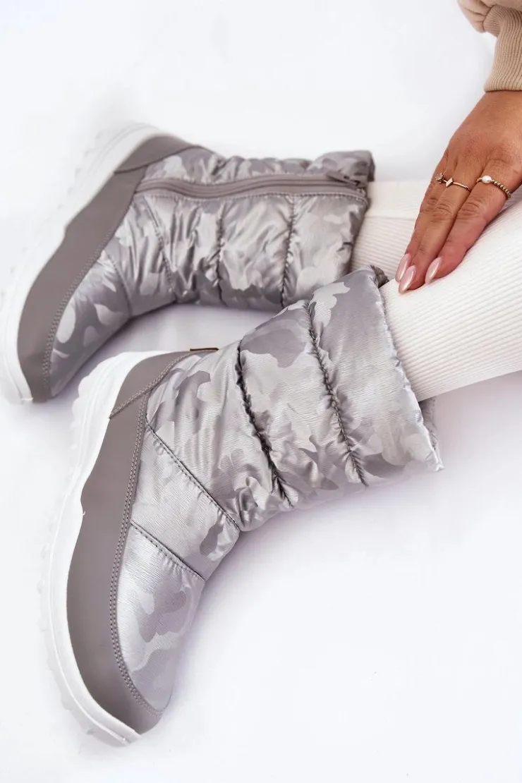 Big Star Shoes Śniegowce Damskie*Damskie Wysokie Śniegowce Big Star KK274600 Szare Szary