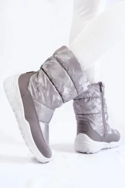 Big Star Shoes Śniegowce Damskie*Damskie Wysokie Śniegowce Big Star KK274600 Szare Szary