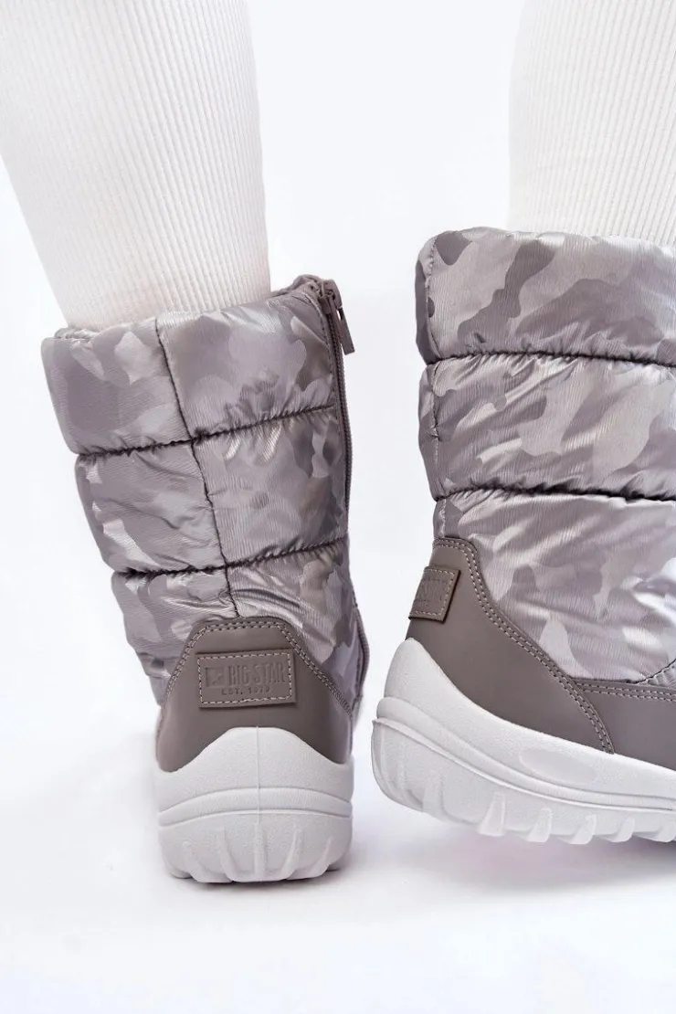 Big Star Shoes Śniegowce Damskie*Damskie Wysokie Śniegowce Big Star KK274600 Szare Szary