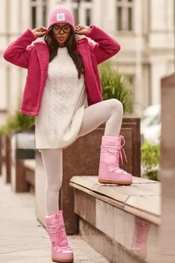 Boto Śniegowce Damskie*Damskie Wysokie Śniegowce Różowe Venila