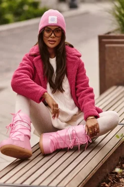 Boto Śniegowce Damskie*Damskie Wysokie Śniegowce Różowe Venila