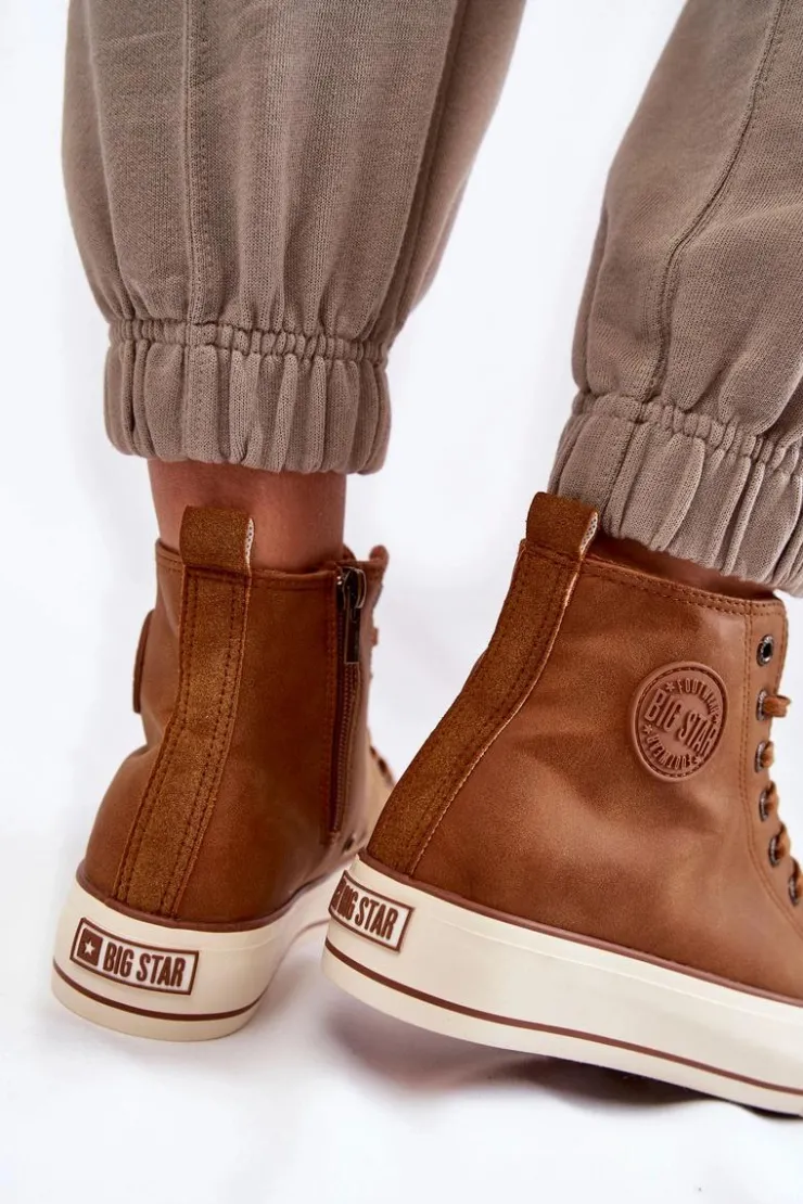 Big Star Shoes Trampki Ocieplane|Trampki Damskie Big Star*Damskie Wysokie Ocieplane Trampki Big Star KK274171 Brązowe