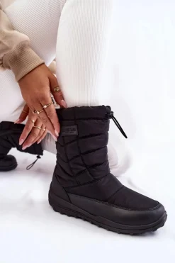 Damskie Big Star Shoes Damskie Wysokie Ocieplane Śniegowce Big Star KK274599 Czarne