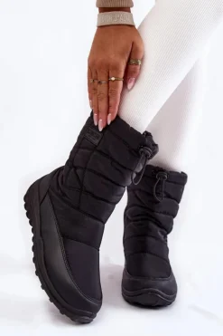 Damskie Big Star Shoes Damskie Wysokie Ocieplane Śniegowce Big Star KK274599 Czarne