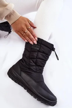 Damskie Big Star Shoes Damskie Wysokie Ocieplane Śniegowce Big Star KK274599 Czarne