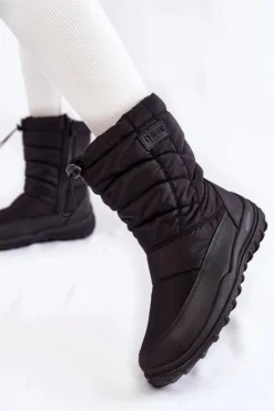 Damskie Big Star Shoes Damskie Wysokie Ocieplane Śniegowce Big Star KK274599 Czarne