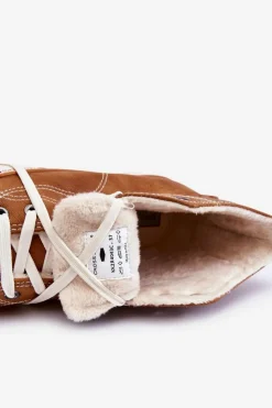 Clearance Cross Jeans Damskie Wysokie Ocieplane Trampki KK2R4043C Camel