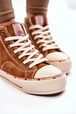 Clearance Cross Jeans Damskie Wysokie Ocieplane Trampki KK2R4043C Camel