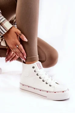 Cross Jeans Trampki Damskie Cross Jeans|Trampki Ocieplane*Damskie Wysokie Ocieplane Trampki KK2R4044C Białe Biały