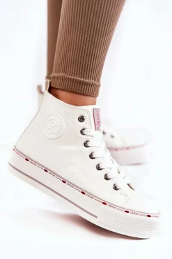 Cross Jeans Trampki Damskie Cross Jeans|Trampki Ocieplane*Damskie Wysokie Ocieplane Trampki KK2R4044C Białe Biały