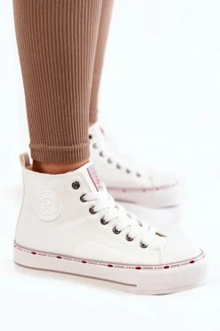 Cross Jeans Trampki Damskie Cross Jeans|Trampki Ocieplane*Damskie Wysokie Ocieplane Trampki KK2R4044C Białe Biały