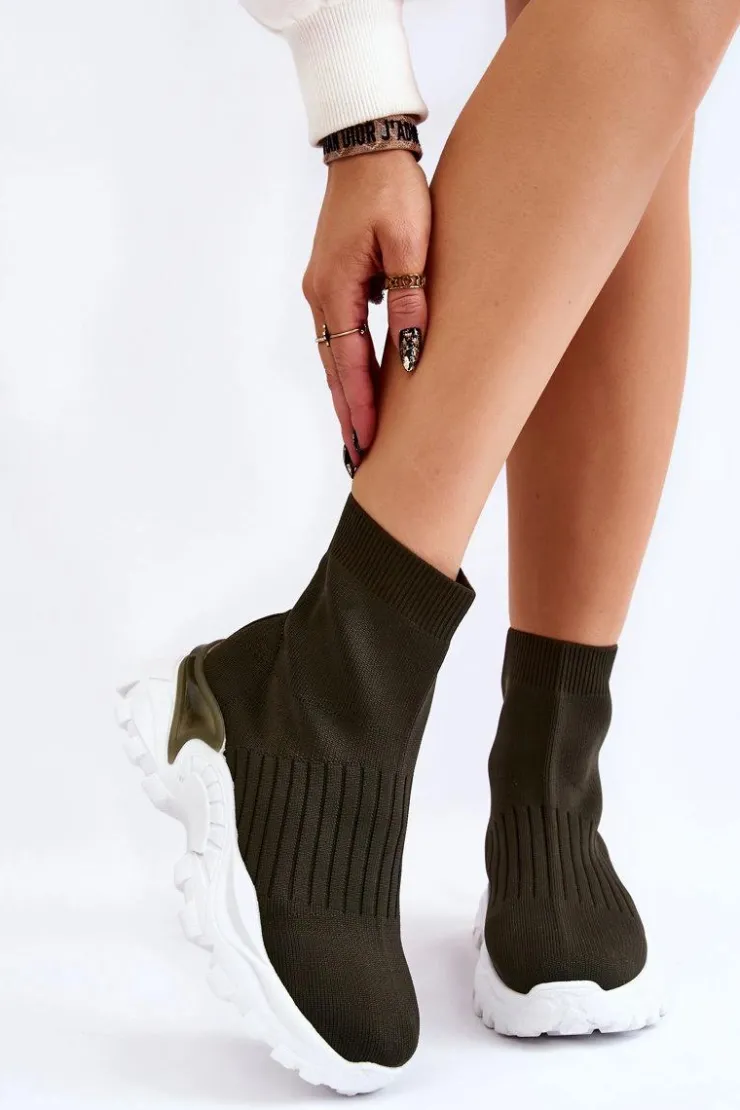 Boto Sneakersy Damskie*Damskie Wysokie Skarpetkowe Buty Sportowe Zielone Jovie