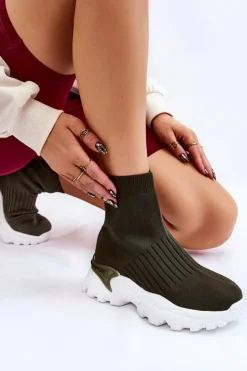 Boto Sneakersy Damskie*Damskie Wysokie Skarpetkowe Buty Sportowe Zielone Jovie