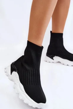 Online Boto Damskie Wysokie Skarpetkowe Buty Sportowe Czarne Jovie