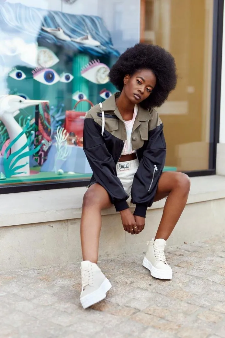 Boto Trampki Damskie Wysokie*Damskie Wysokie Tenisówki Na Platformie Beżowe Manhattan