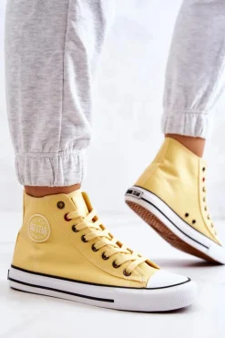 Big Star Shoes Trampki Damskie Big Star|Trampki Damskie Wysokie*Damskie Wysokie Trampki Big Star JJ274207 Żółte