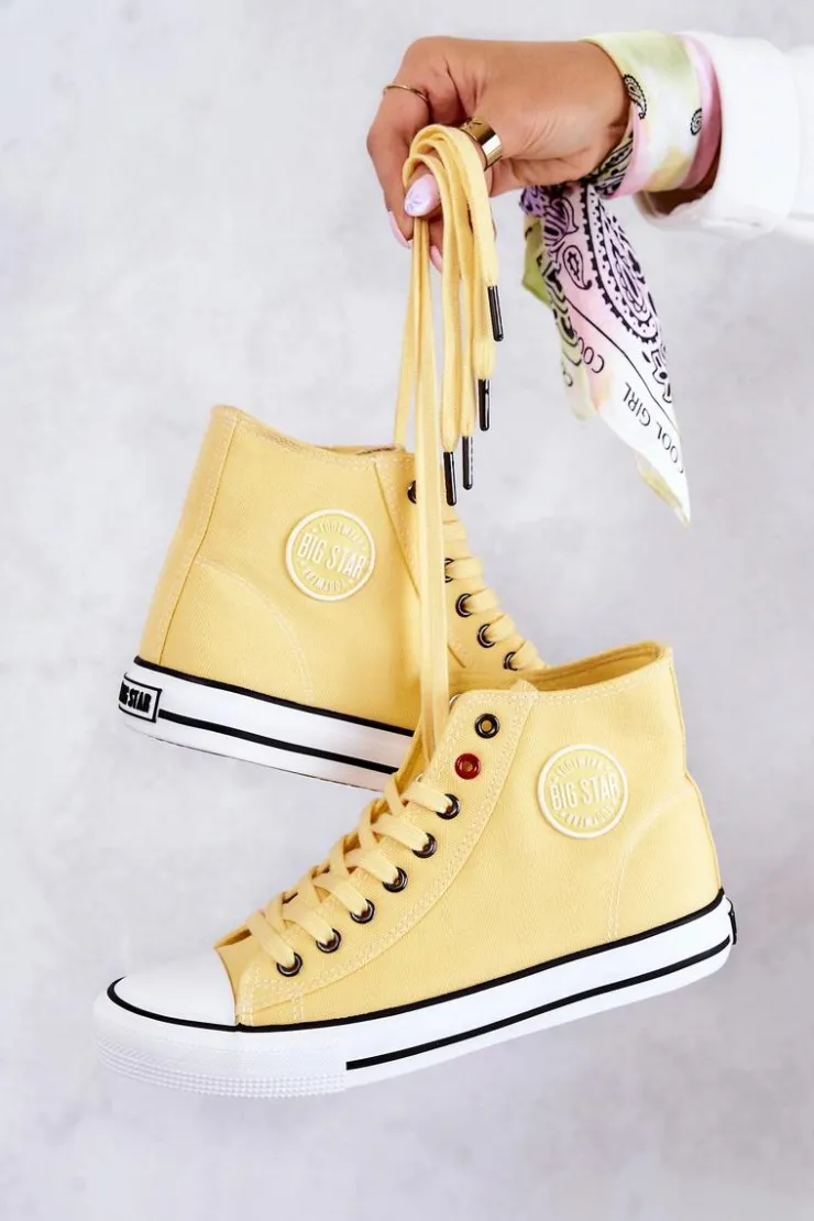 Big Star Shoes Trampki Damskie Big Star|Trampki Damskie Wysokie*Damskie Wysokie Trampki Big Star JJ274207 Żółte